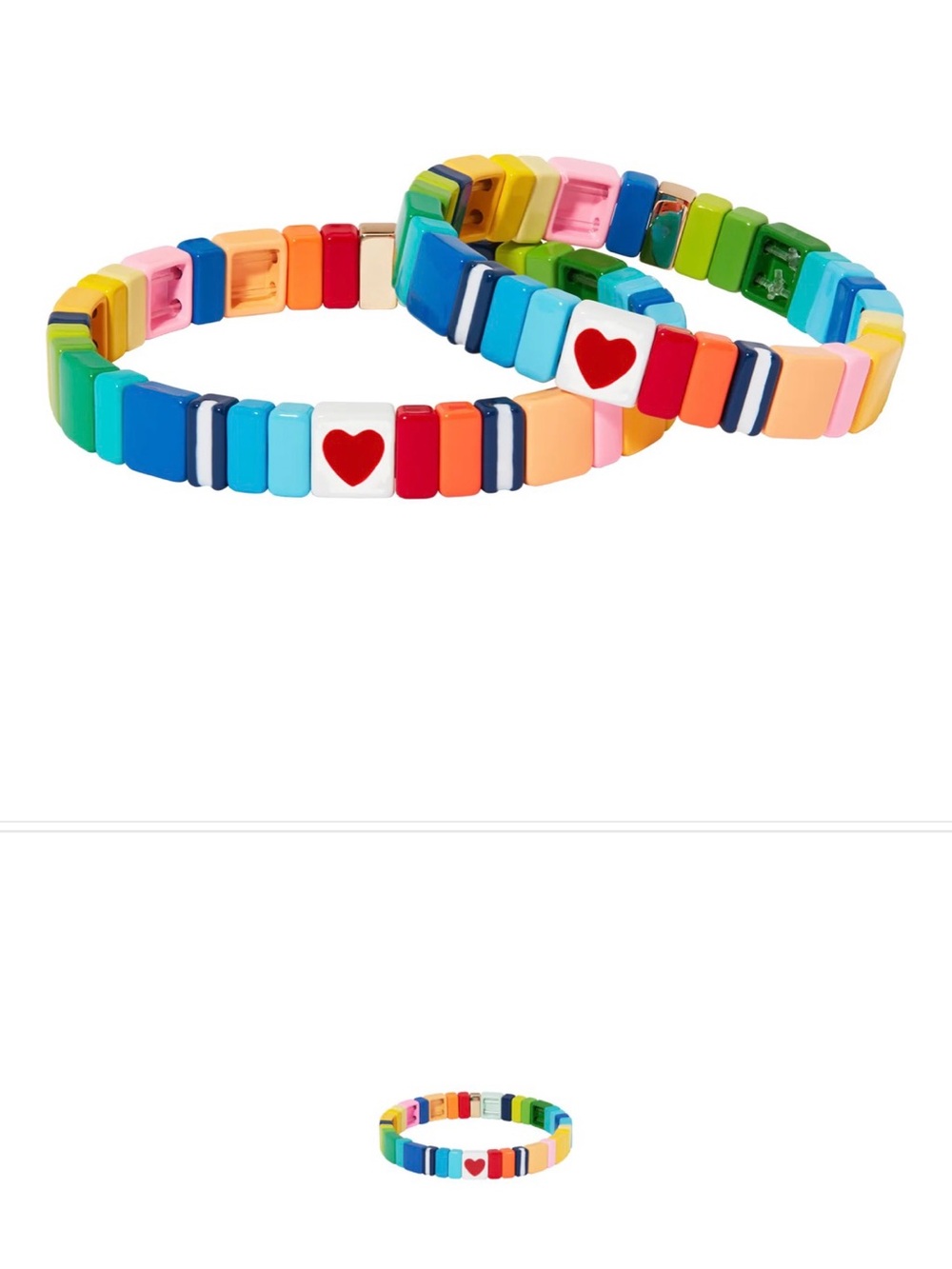 Roxanne Assoulin Kids Rainbow Heart Tile Stretch Bracelet - Multicolor